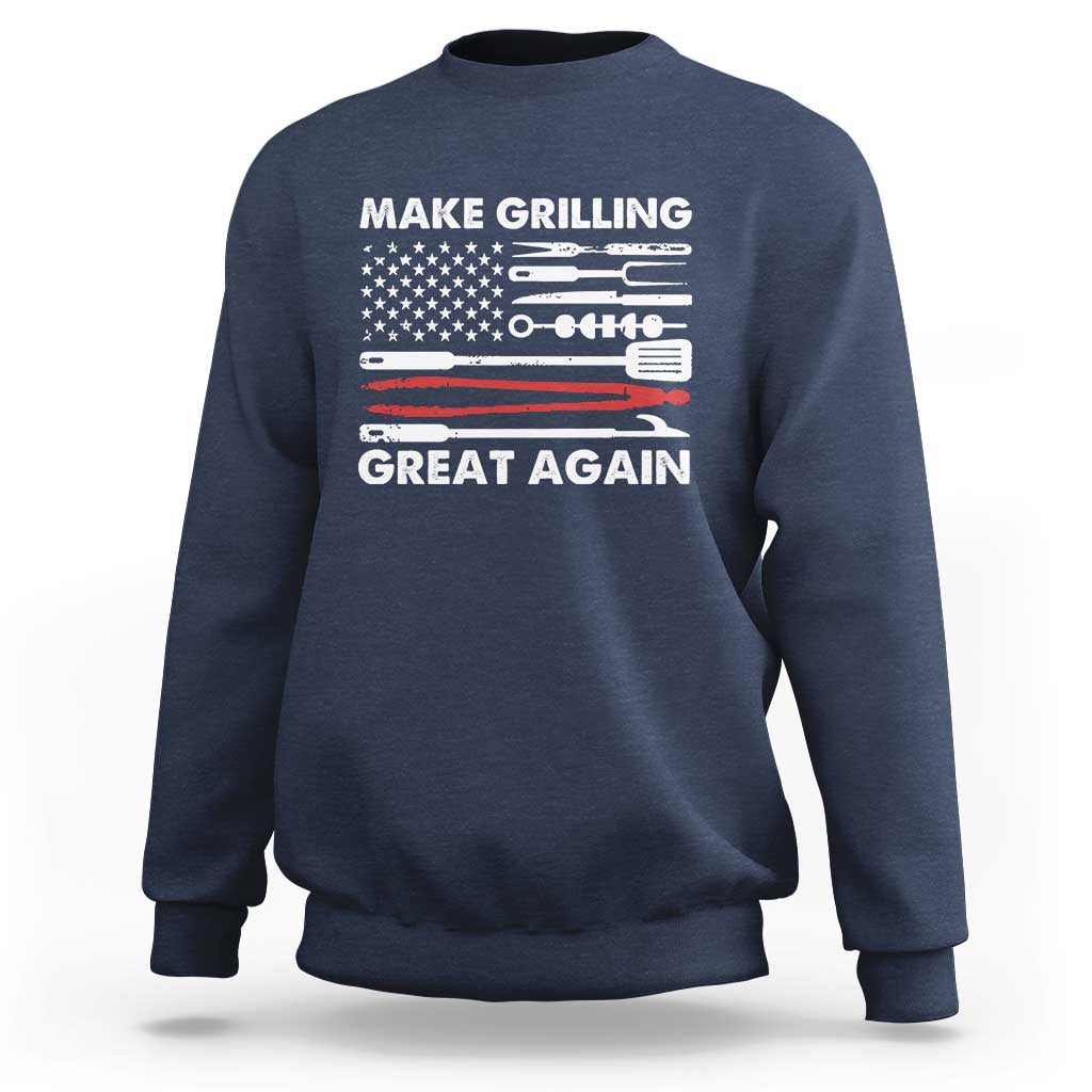 Funny BBQ Grilling Pitmaster Sweatshirt Make Grilling Great Again Chef Smoking Tools