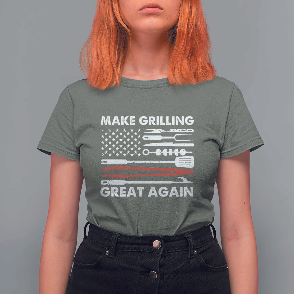 Funny BBQ Grilling Pitmaster T Shirt For Women Make Grilling Great Again Chef Smoking Tools - Wonder Print Shop