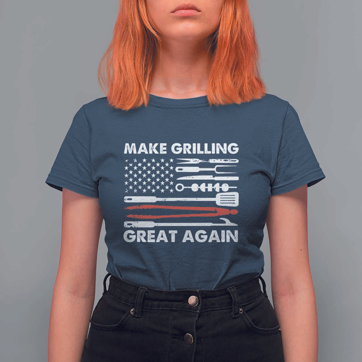 Funny BBQ Grilling Pitmaster T Shirt For Women Make Grilling Great Again Chef Smoking Tools - Wonder Print Shop