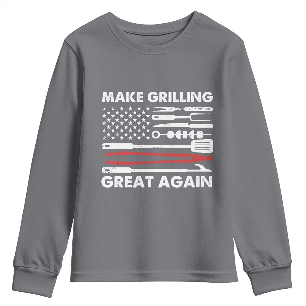 Funny BBQ Grilling Pitmaster Youth Sweatshirt Make Grilling Great Again Chef Smoking Tools