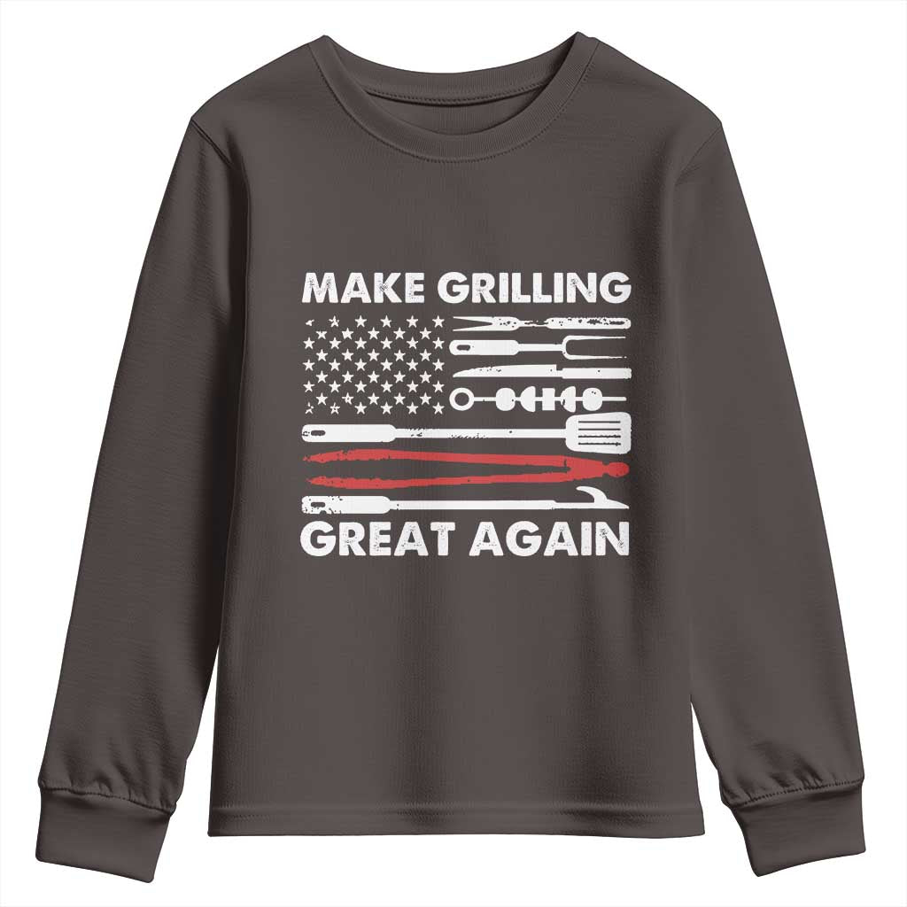 Funny BBQ Grilling Pitmaster Youth Sweatshirt Make Grilling Great Again Chef Smoking Tools