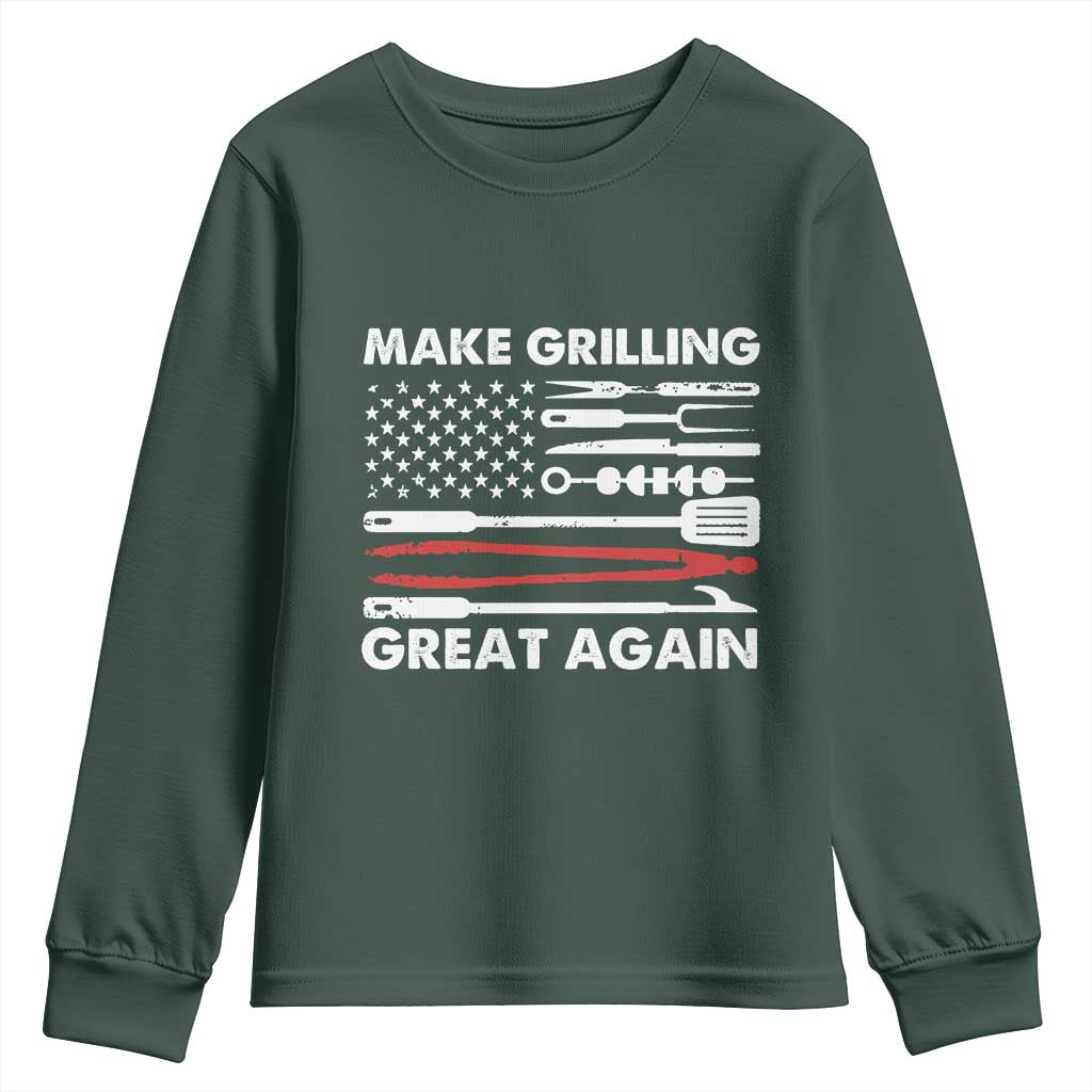 Funny BBQ Grilling Pitmaster Youth Sweatshirt Make Grilling Great Again Chef Smoking Tools