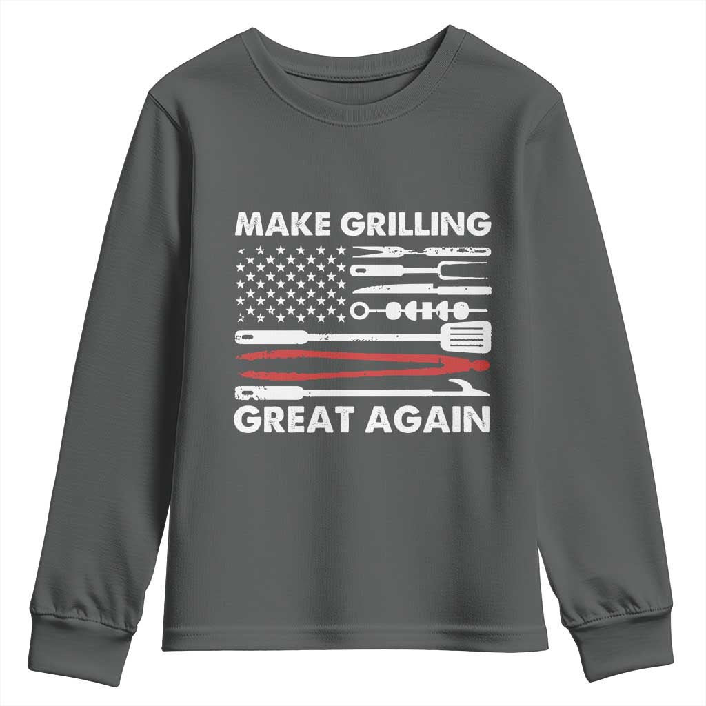 Funny BBQ Grilling Pitmaster Youth Sweatshirt Make Grilling Great Again Chef Smoking Tools