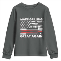 Funny BBQ Grilling Pitmaster Youth Sweatshirt Make Grilling Great Again Chef Smoking Tools