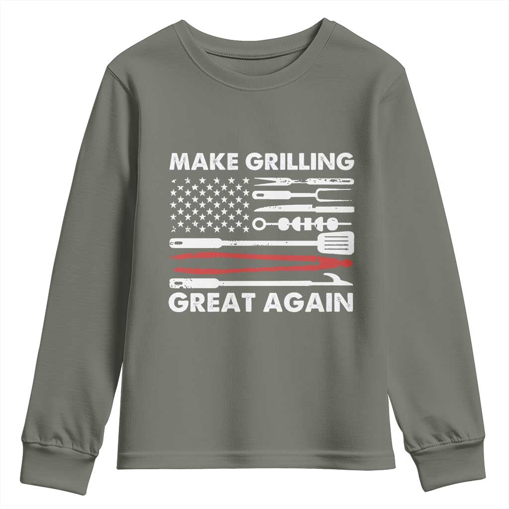 Funny BBQ Grilling Pitmaster Youth Sweatshirt Make Grilling Great Again Chef Smoking Tools