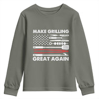 Funny BBQ Grilling Pitmaster Youth Sweatshirt Make Grilling Great Again Chef Smoking Tools