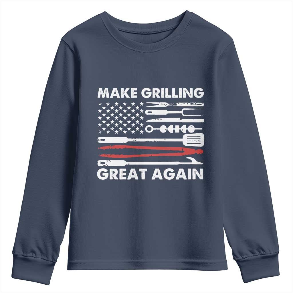 Funny BBQ Grilling Pitmaster Youth Sweatshirt Make Grilling Great Again Chef Smoking Tools