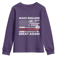 Funny BBQ Grilling Pitmaster Youth Sweatshirt Make Grilling Great Again Chef Smoking Tools