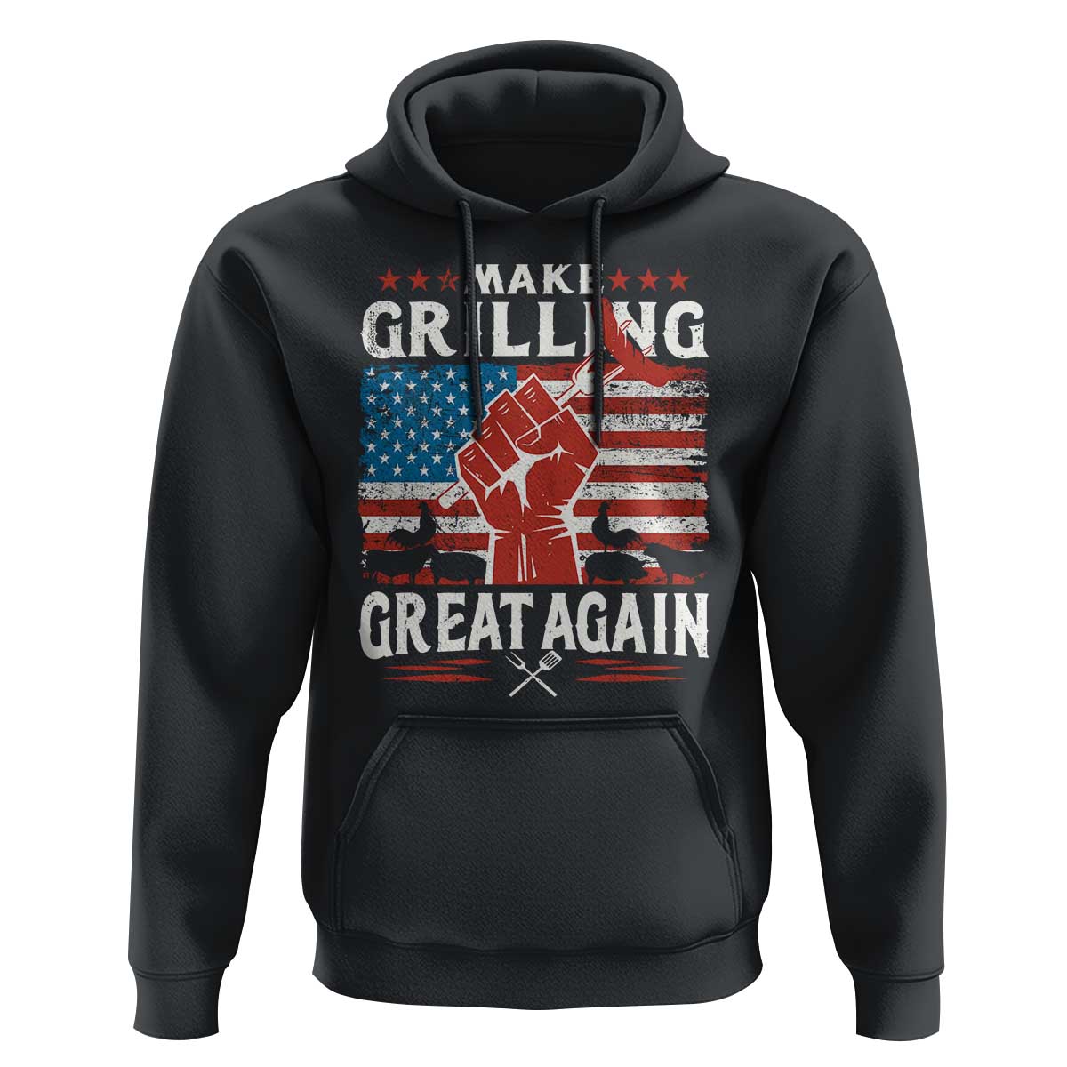 Funny BBQ Lover Hoodie Make Grilling Great Again Smoker Grill Sausages