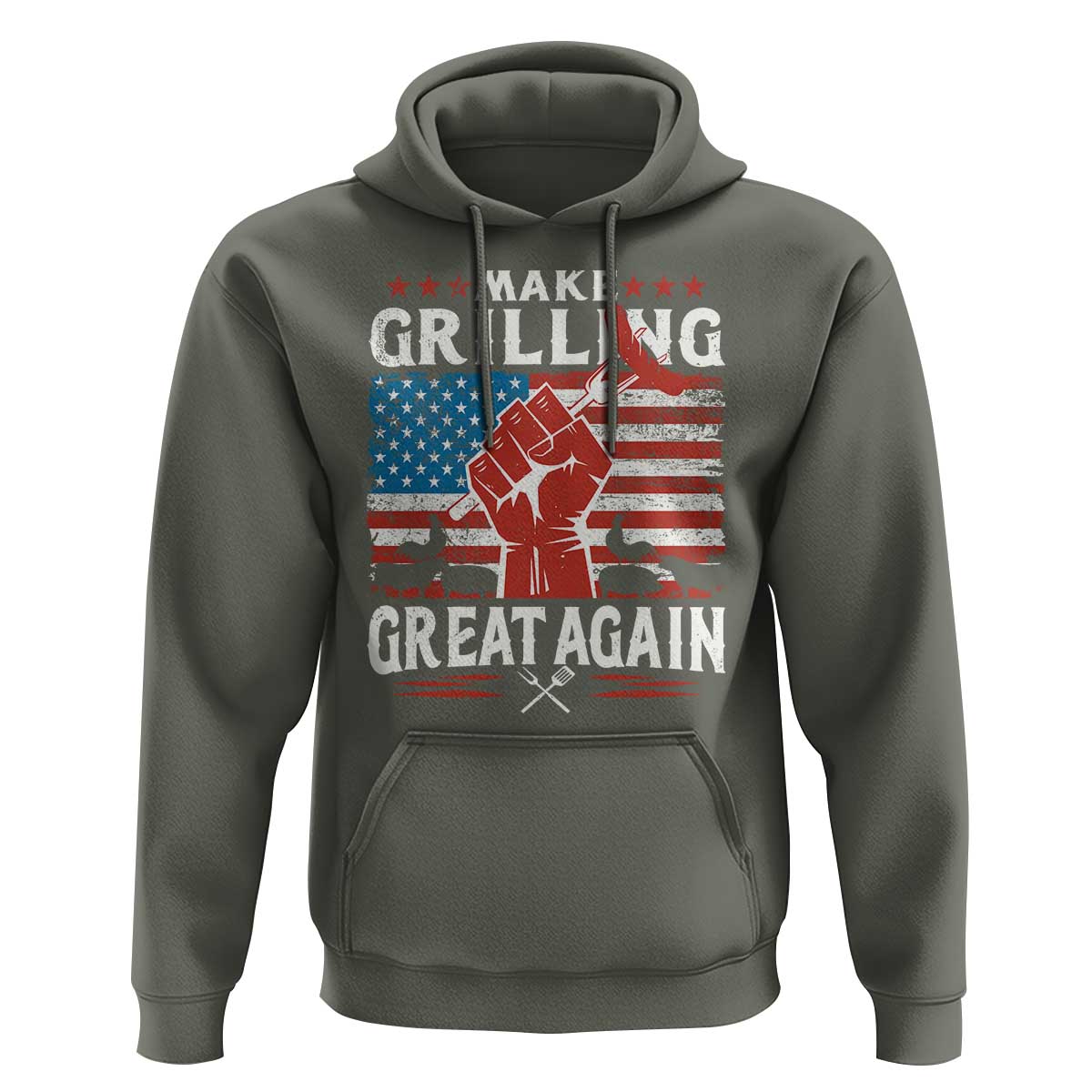 Funny BBQ Lover Hoodie Make Grilling Great Again Smoker Grill Sausages