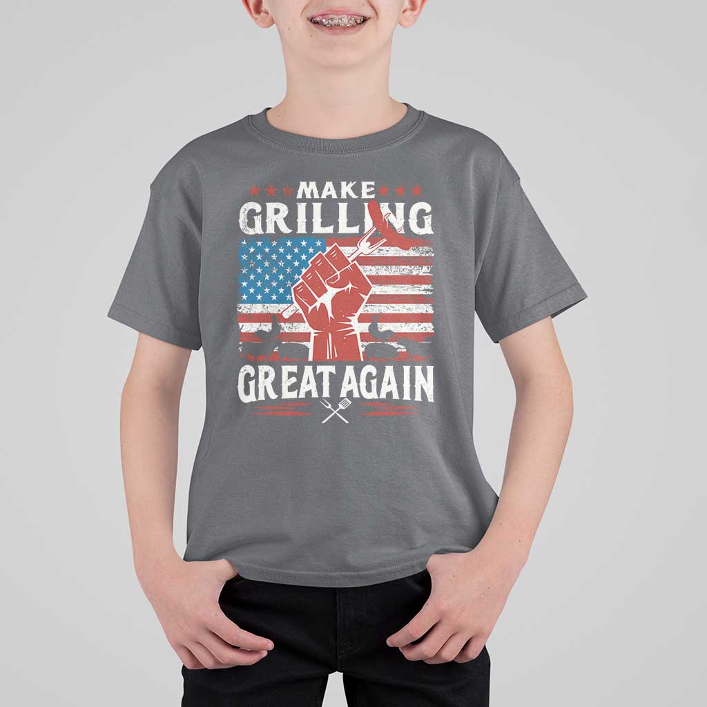 Funny BBQ Lover T Shirt For Kid Make Grilling Great Again Smoker Grill Sausages