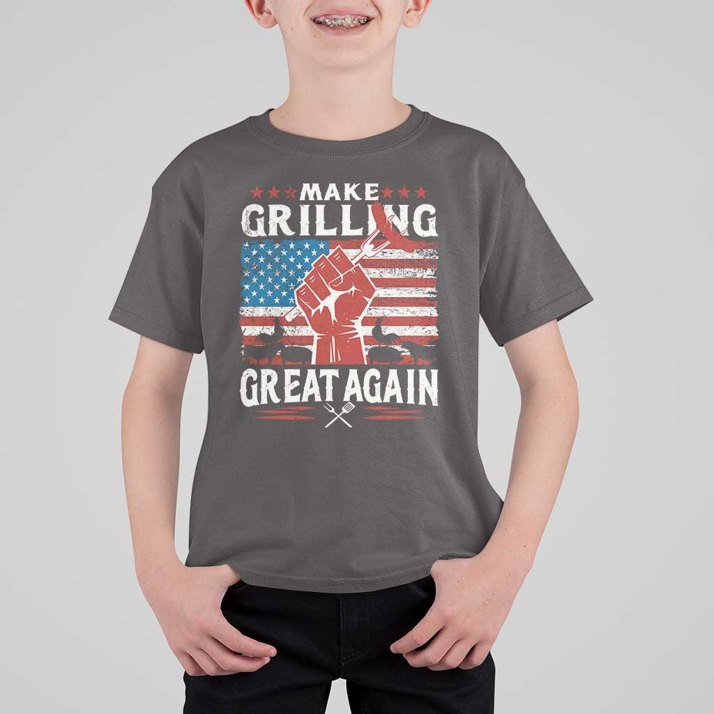 Funny BBQ Lover T Shirt For Kid Make Grilling Great Again Smoker Grill Sausages