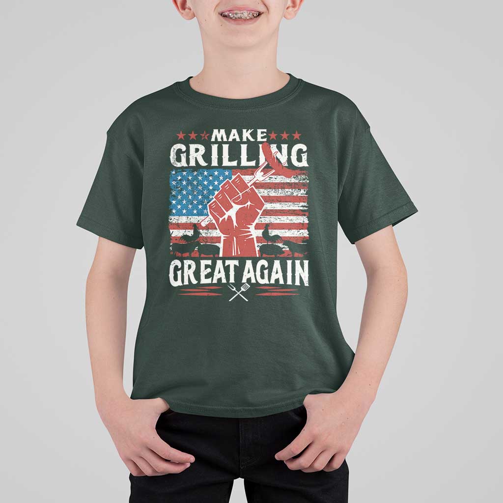 Funny BBQ Lover T Shirt For Kid Make Grilling Great Again Smoker Grill Sausages