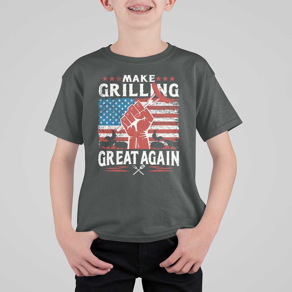 Funny BBQ Lover T Shirt For Kid Make Grilling Great Again Smoker Grill Sausages