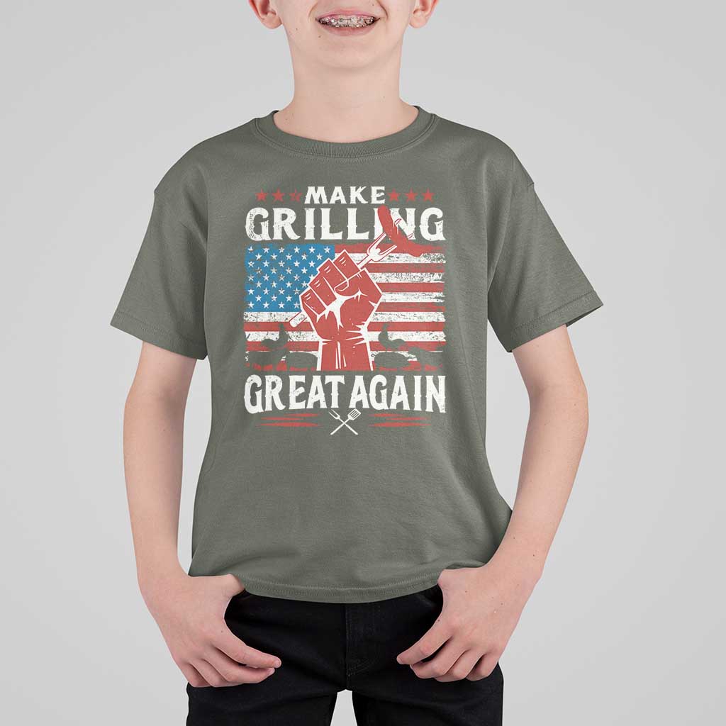 Funny BBQ Lover T Shirt For Kid Make Grilling Great Again Smoker Grill Sausages