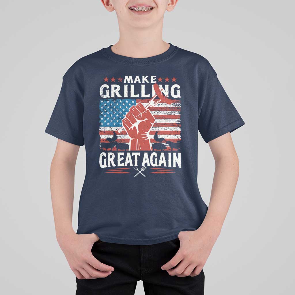 Funny BBQ Lover T Shirt For Kid Make Grilling Great Again Smoker Grill Sausages