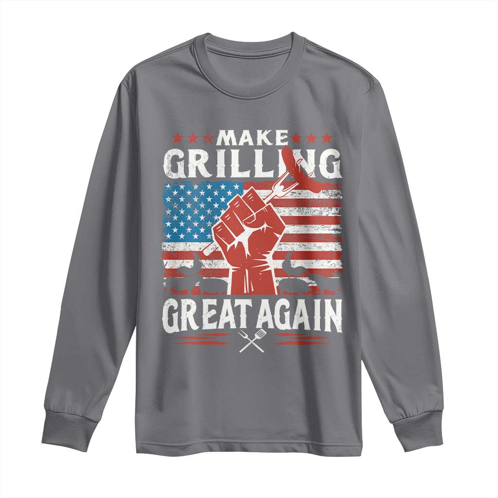 Funny BBQ Lover Long Sleeve Shirt Make Grilling Great Again Smoker Grill Sausages
