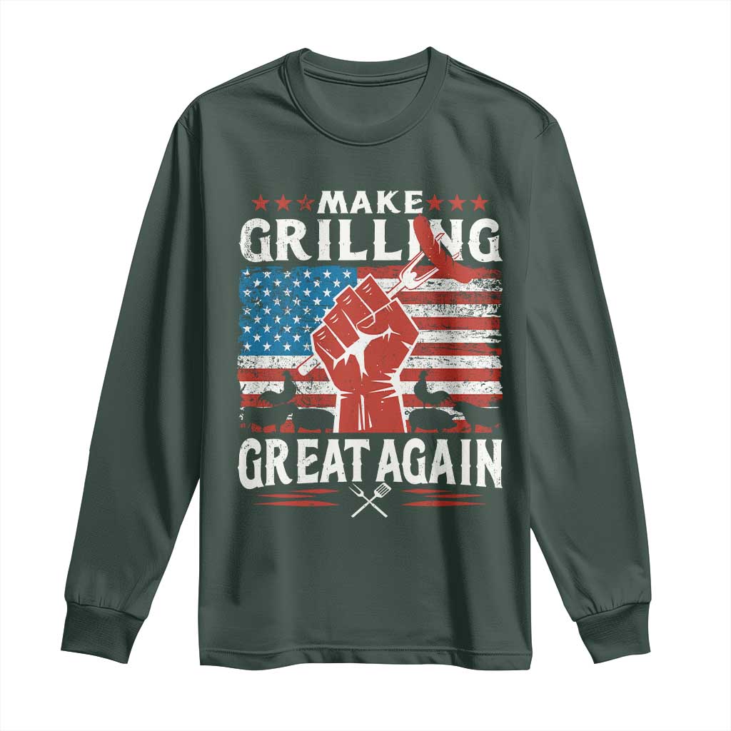 Funny BBQ Lover Long Sleeve Shirt Make Grilling Great Again Smoker Grill Sausages
