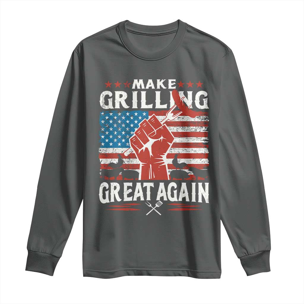 Funny BBQ Lover Long Sleeve Shirt Make Grilling Great Again Smoker Grill Sausages
