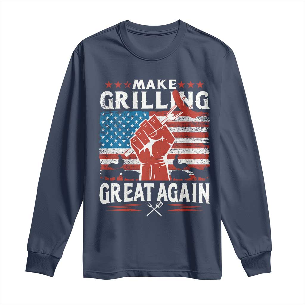 Funny BBQ Lover Long Sleeve Shirt Make Grilling Great Again Smoker Grill Sausages