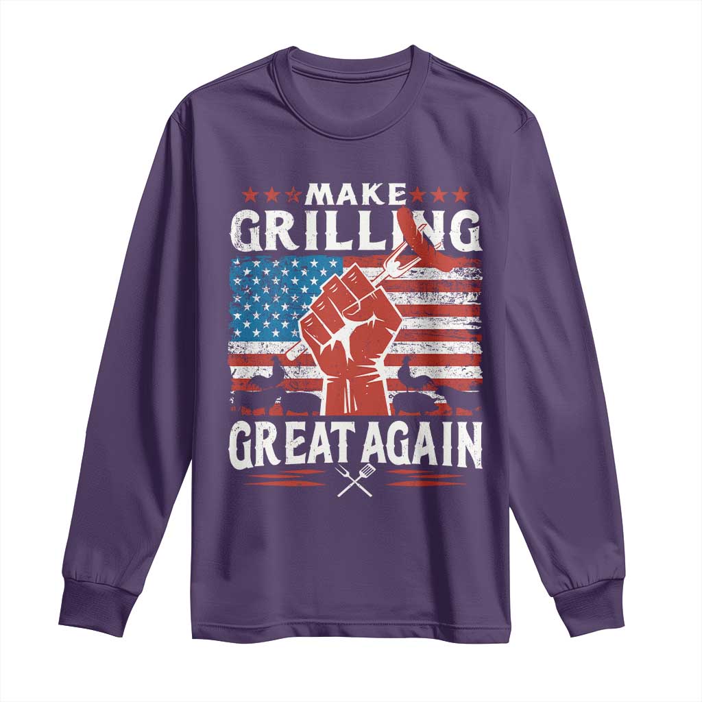 Funny BBQ Lover Long Sleeve Shirt Make Grilling Great Again Smoker Grill Sausages