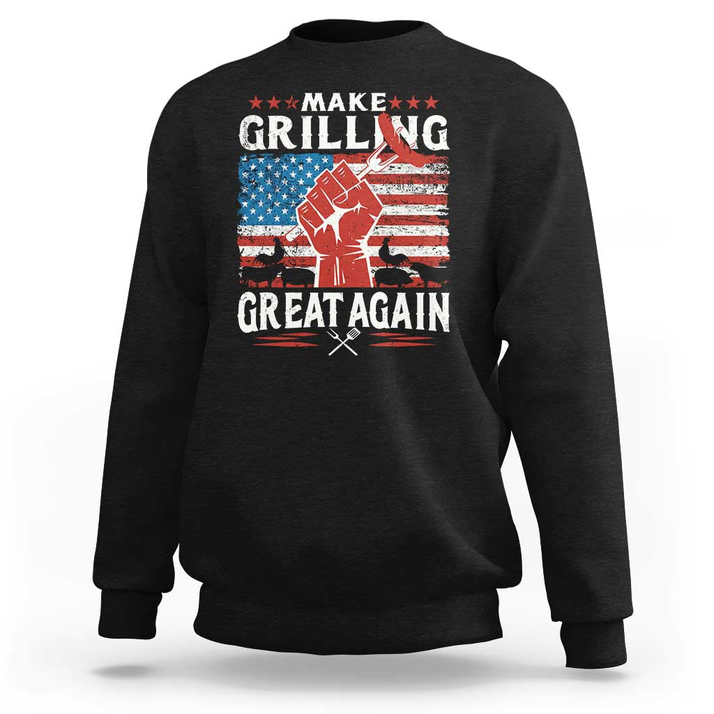 Funny BBQ Lover Sweatshirt Make Grilling Great Again Smoker Grill Sausages