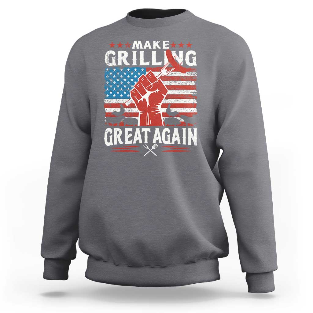 Funny BBQ Lover Sweatshirt Make Grilling Great Again Smoker Grill Sausages