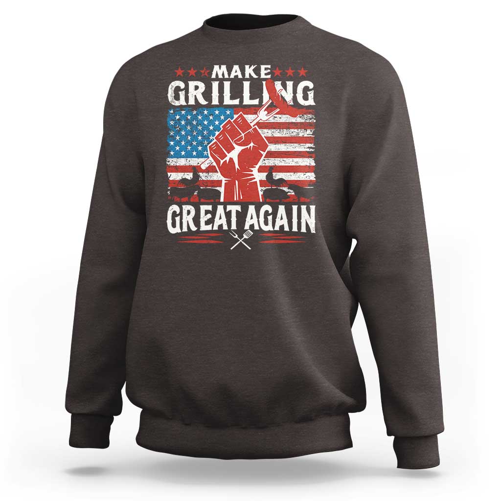 Funny BBQ Lover Sweatshirt Make Grilling Great Again Smoker Grill Sausages