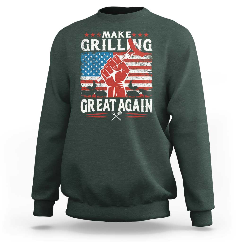 Funny BBQ Lover Sweatshirt Make Grilling Great Again Smoker Grill Sausages