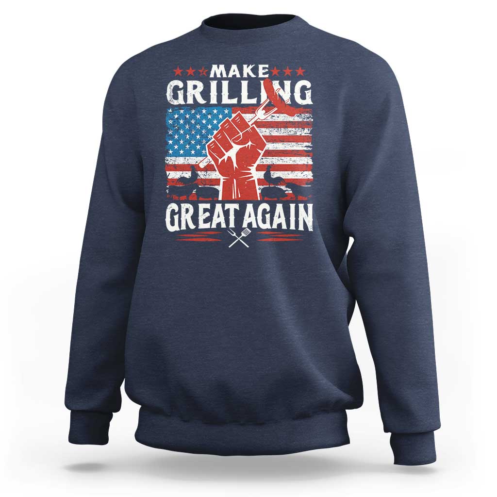Funny BBQ Lover Sweatshirt Make Grilling Great Again Smoker Grill Sausages