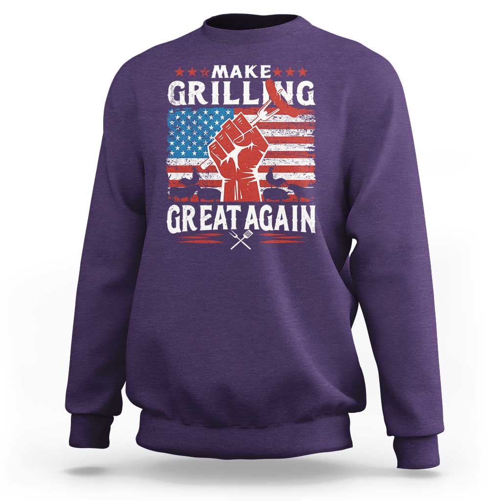 Funny BBQ Lover Sweatshirt Make Grilling Great Again Smoker Grill Sausages