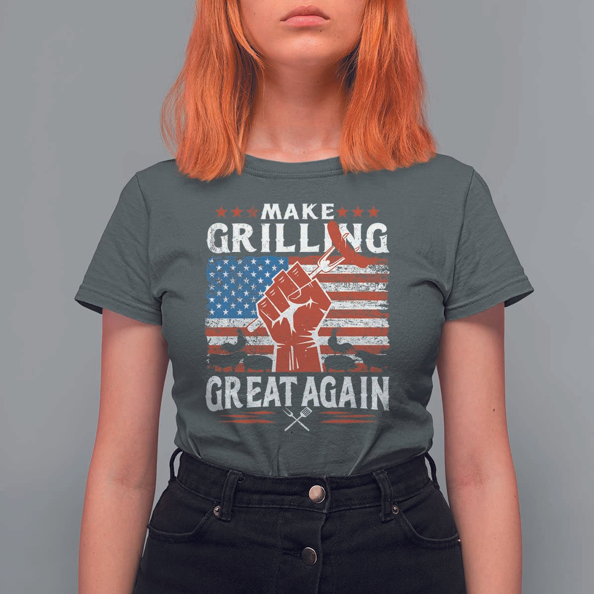 Funny BBQ Lover T Shirt For Women Make Grilling Great Again Smoker Grill Sausages - Wonder Print Shop