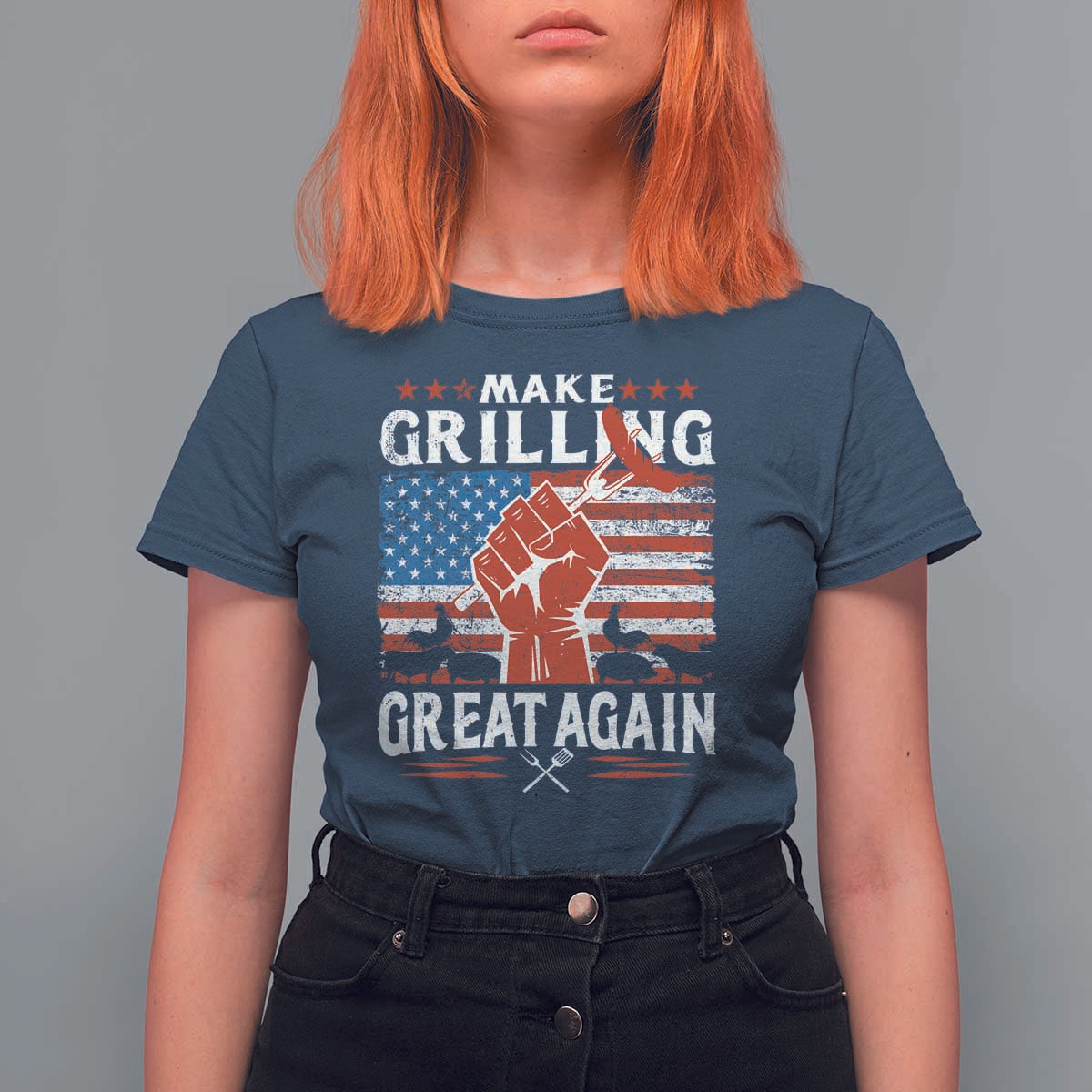 Funny BBQ Lover T Shirt For Women Make Grilling Great Again Smoker Grill Sausages - Wonder Print Shop