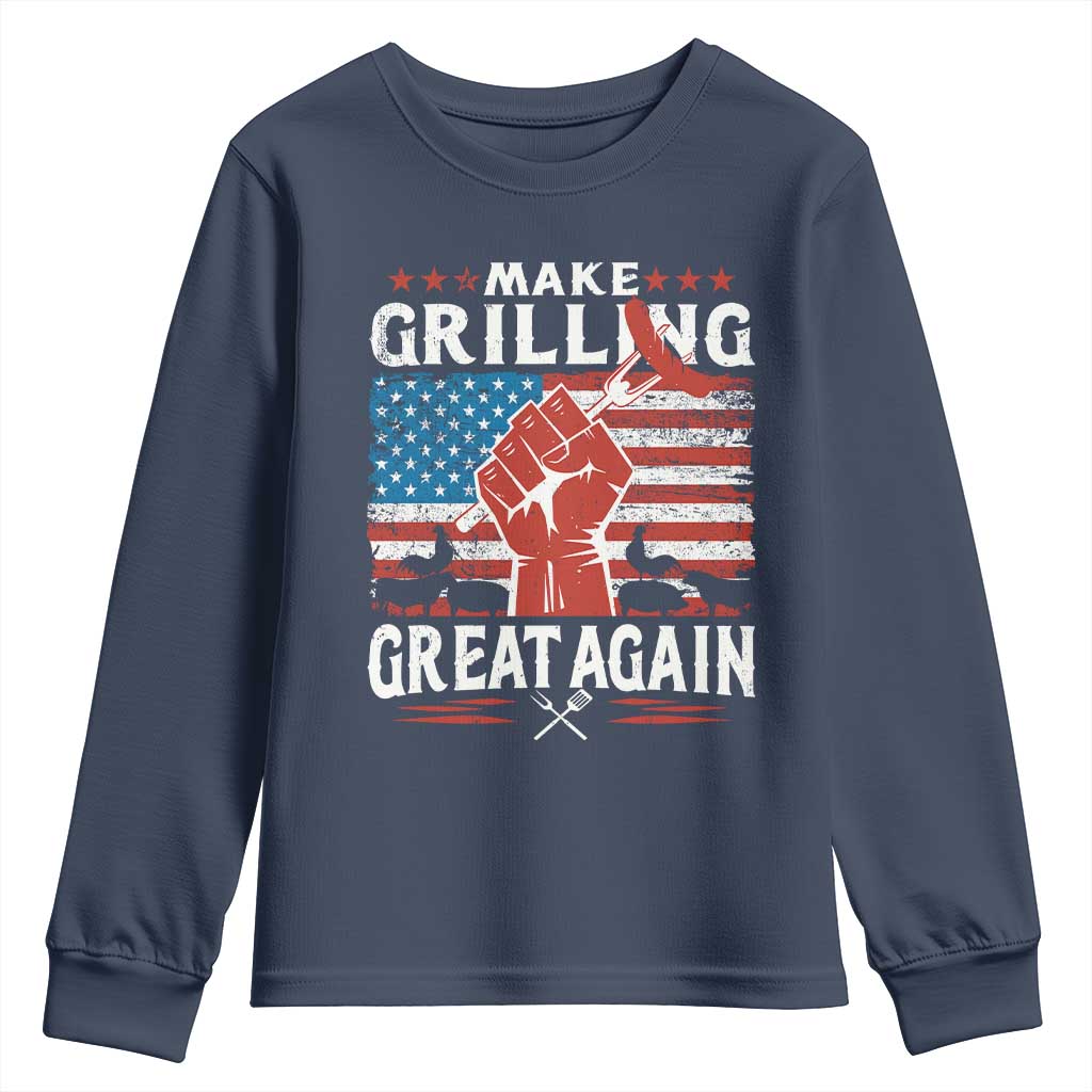 Funny BBQ Lover Youth Sweatshirt Make Grilling Great Again Smoker Grill Sausages