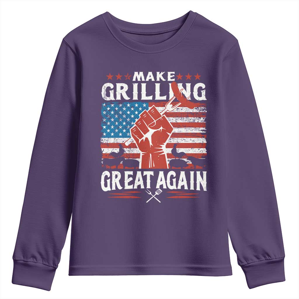 Funny BBQ Lover Youth Sweatshirt Make Grilling Great Again Smoker Grill Sausages