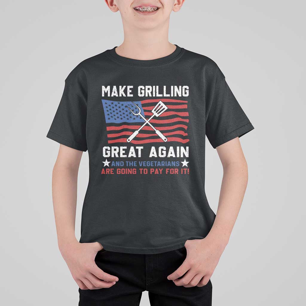 Funny BBQ Lover T Shirt For Kid Make Grilling Great Again And The Vegetarians Are Going To Pay For It