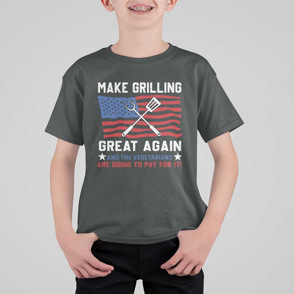 Funny BBQ Lover T Shirt For Kid Make Grilling Great Again And The Vegetarians Are Going To Pay For It