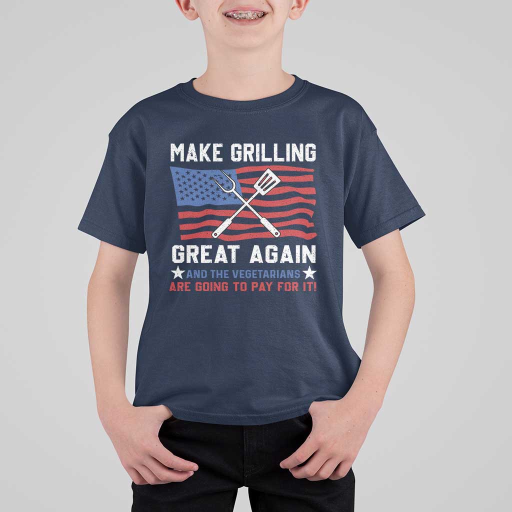 Funny BBQ Lover T Shirt For Kid Make Grilling Great Again And The Vegetarians Are Going To Pay For It