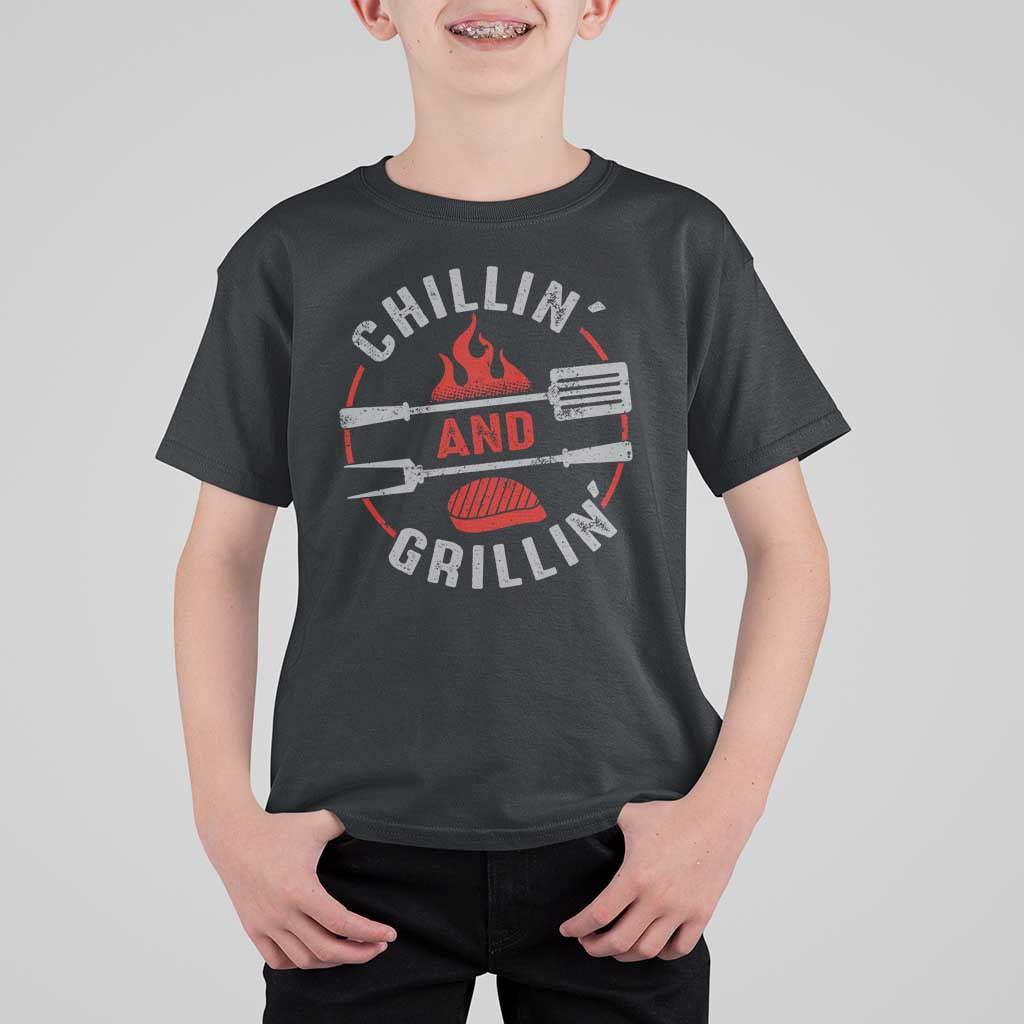 Funny BBQ Lover T Shirt For Kid Chillin And Grillin Smoker Grilling Pitmaster