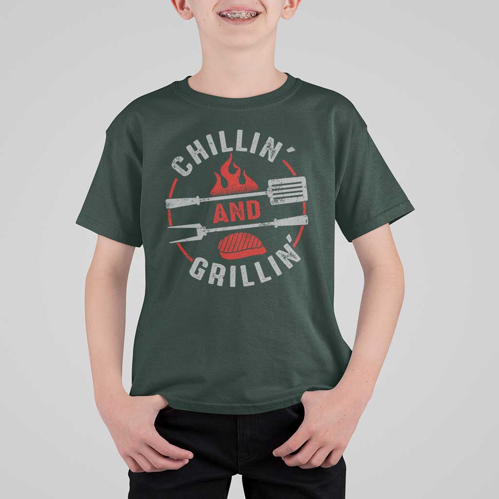 Funny BBQ Lover T Shirt For Kid Chillin And Grillin Smoker Grilling Pitmaster