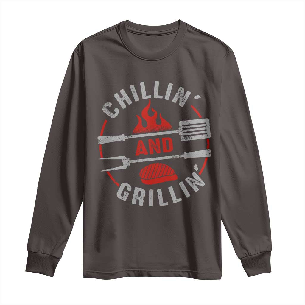 Funny BBQ Lover Long Sleeve Shirt Chillin And Grillin Smoker Grilling Pitmaster