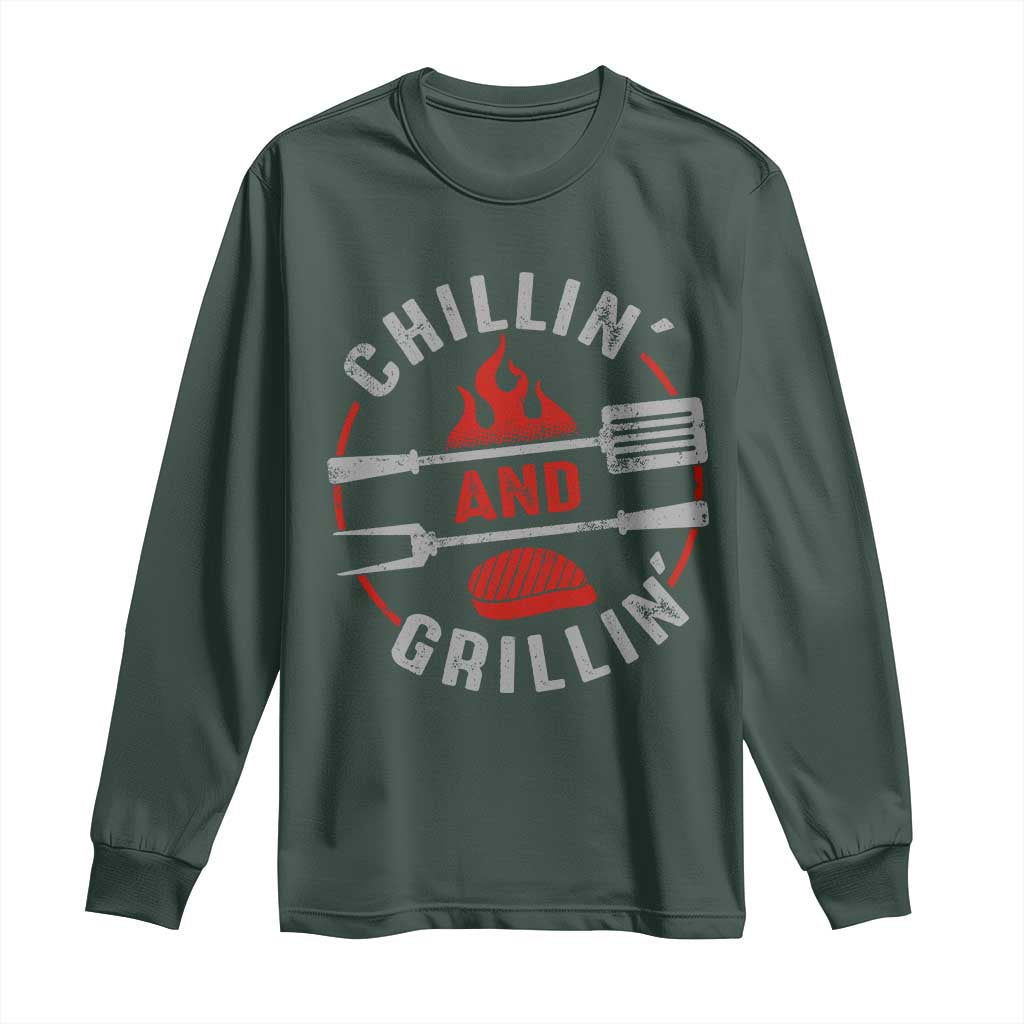 Funny BBQ Lover Long Sleeve Shirt Chillin And Grillin Smoker Grilling Pitmaster