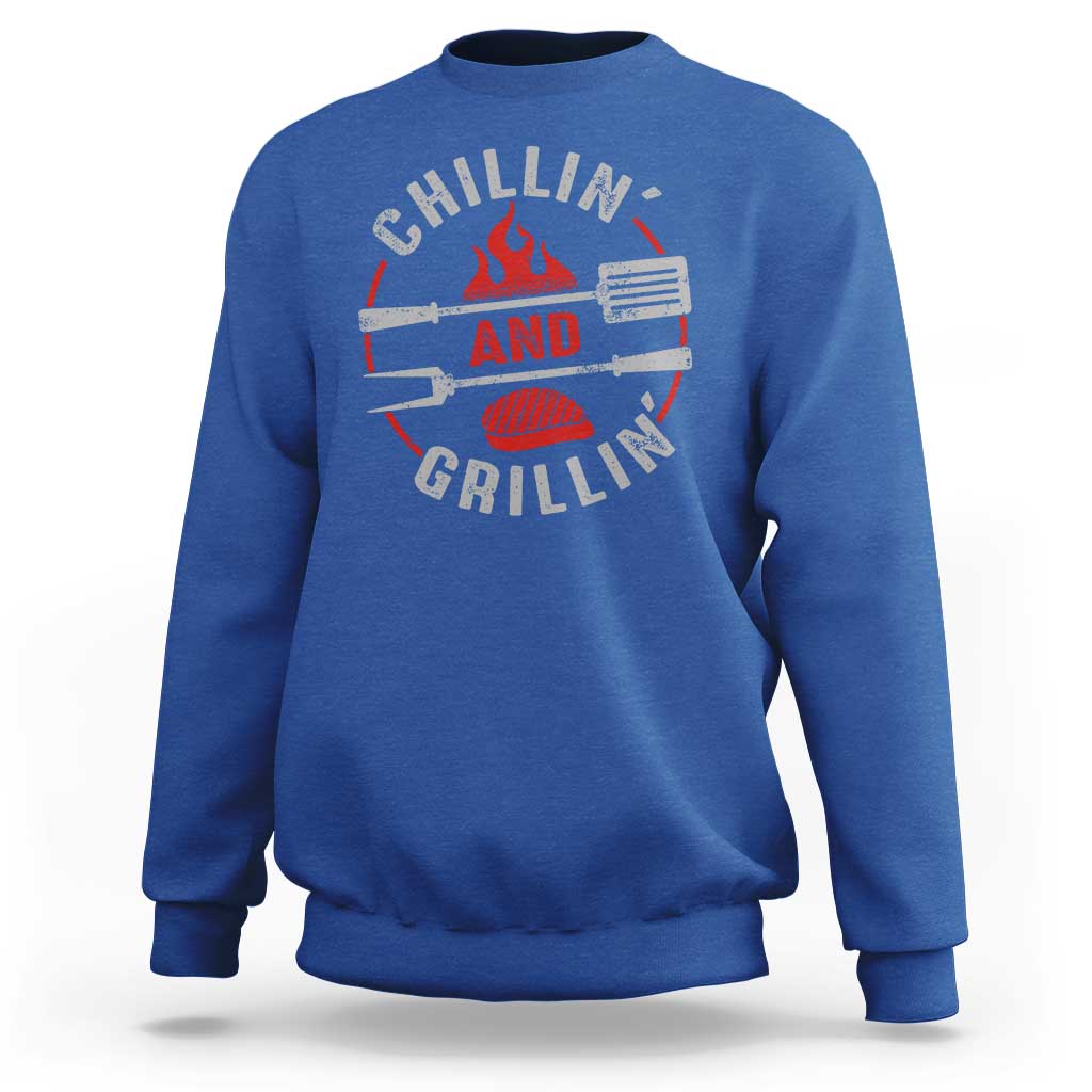 Funny BBQ Lover Sweatshirt Chillin And Grillin Smoker Grilling Pitmaster