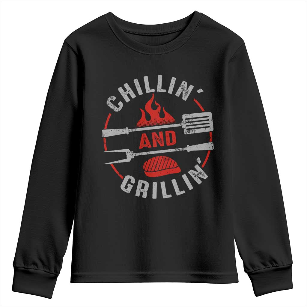 Funny BBQ Lover Youth Sweatshirt Chillin And Grillin Smoker Grilling Pitmaster