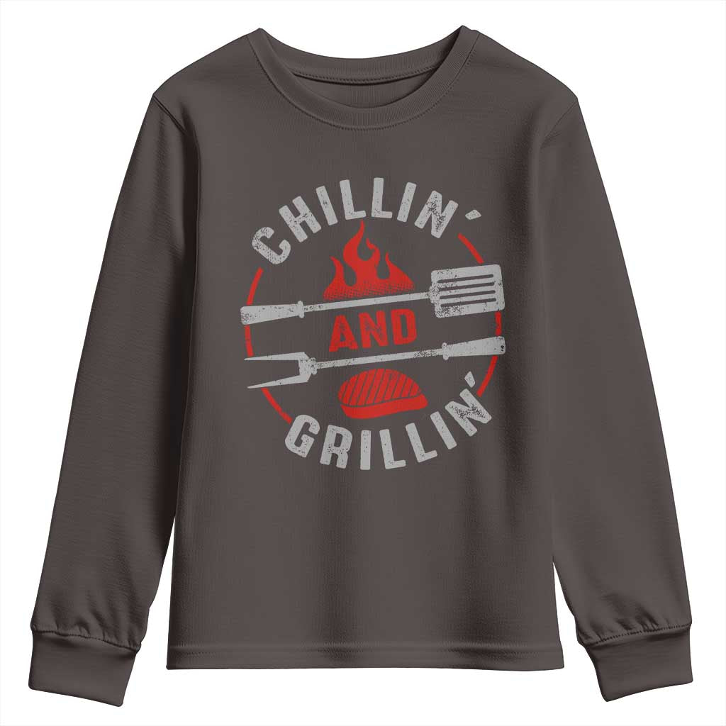 Funny BBQ Lover Youth Sweatshirt Chillin And Grillin Smoker Grilling Pitmaster
