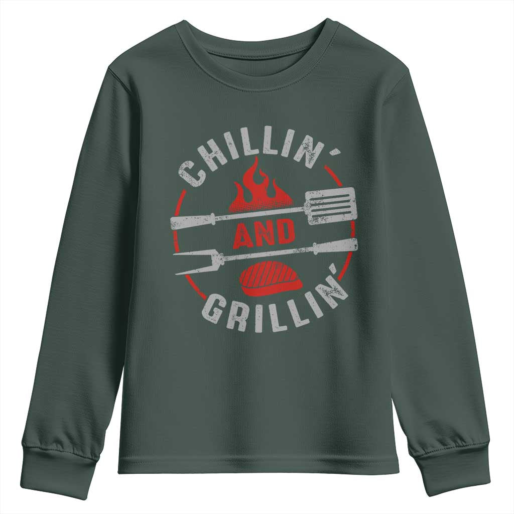 Funny BBQ Lover Youth Sweatshirt Chillin And Grillin Smoker Grilling Pitmaster