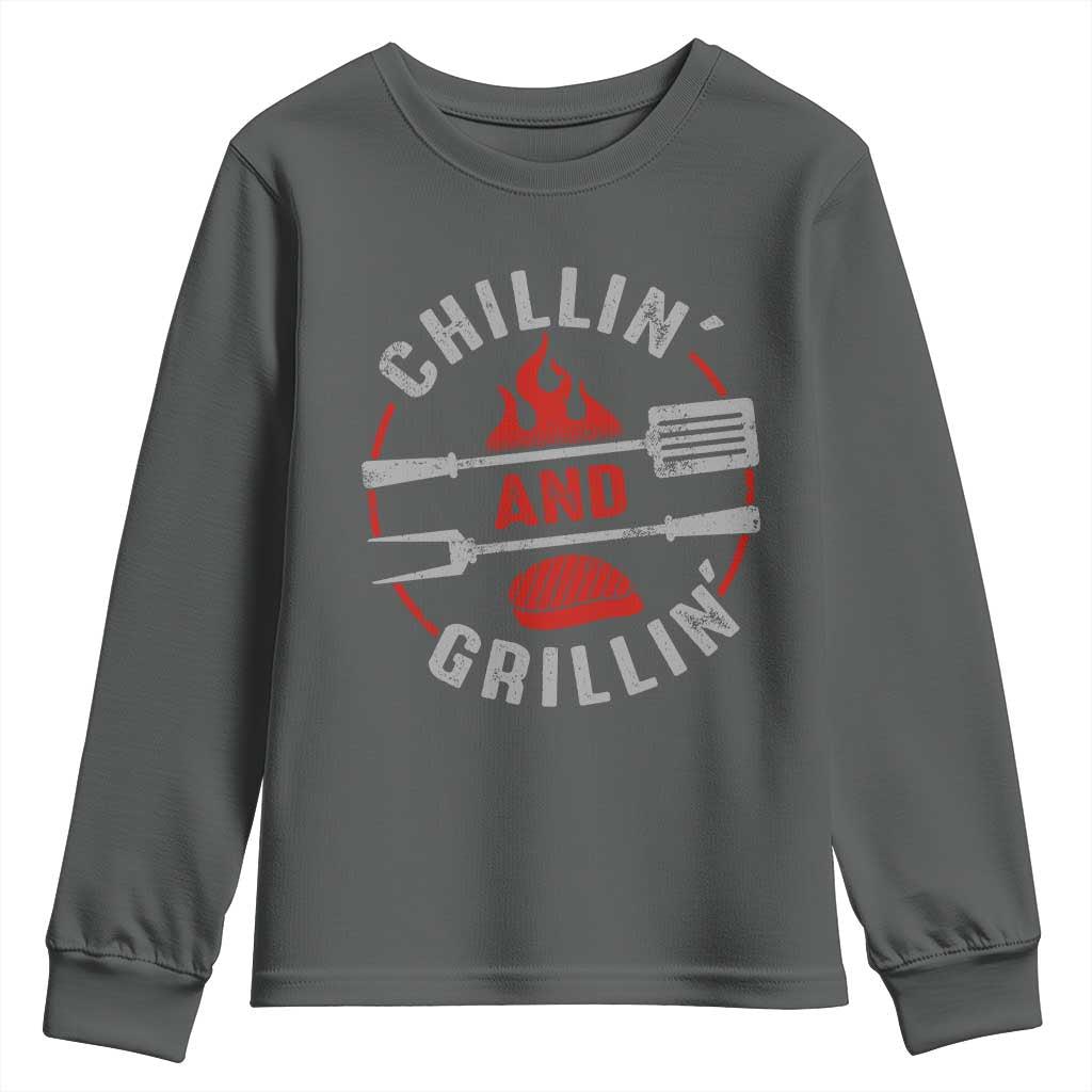 Funny BBQ Lover Youth Sweatshirt Chillin And Grillin Smoker Grilling Pitmaster