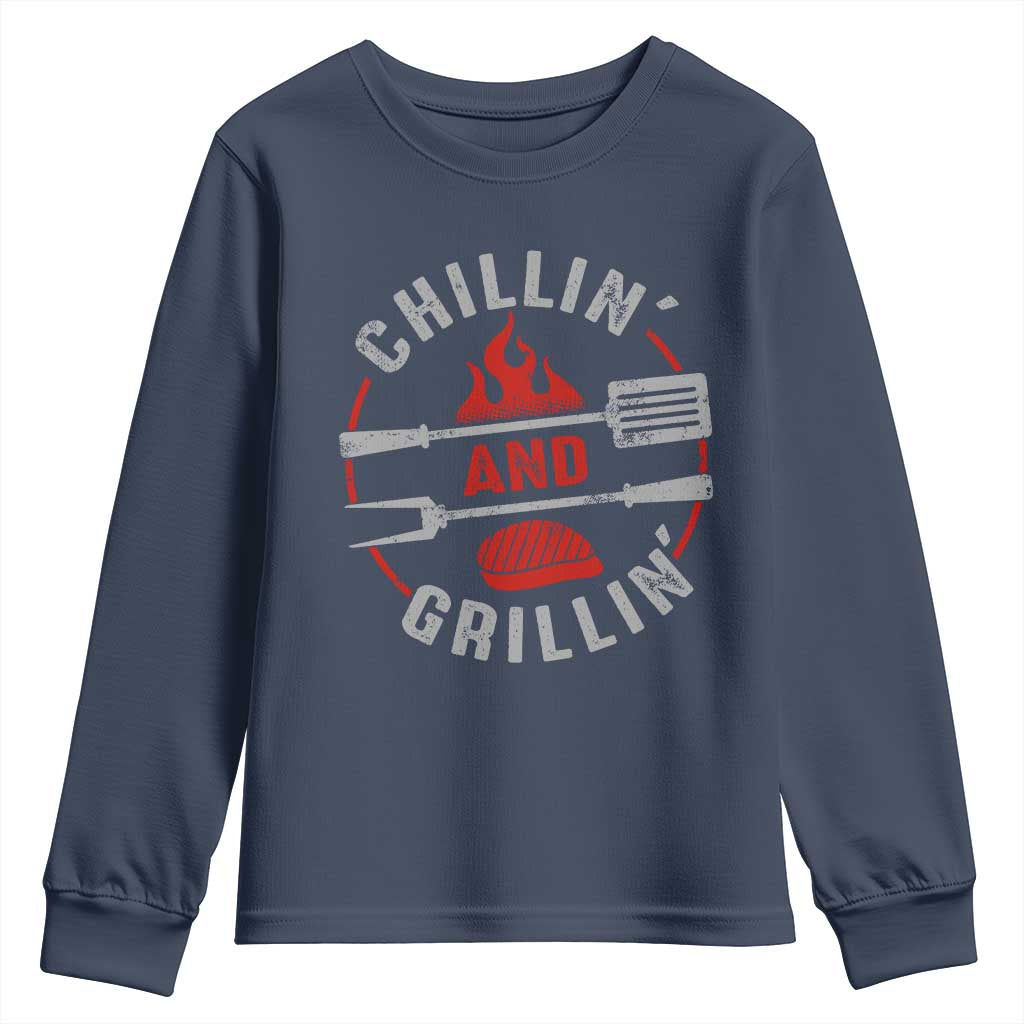 Funny BBQ Lover Youth Sweatshirt Chillin And Grillin Smoker Grilling Pitmaster