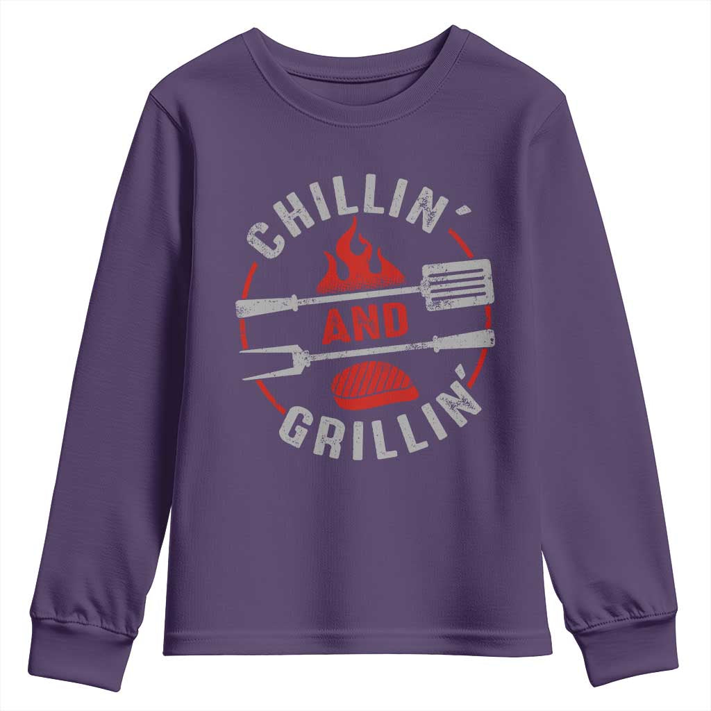 Funny BBQ Lover Youth Sweatshirt Chillin And Grillin Smoker Grilling Pitmaster