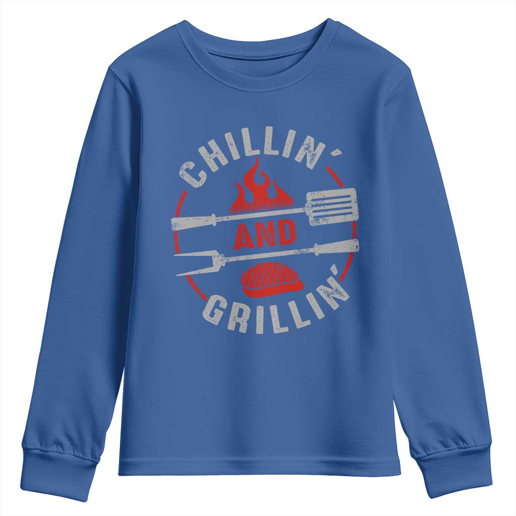 Funny BBQ Lover Youth Sweatshirt Chillin And Grillin Smoker Grilling Pitmaster